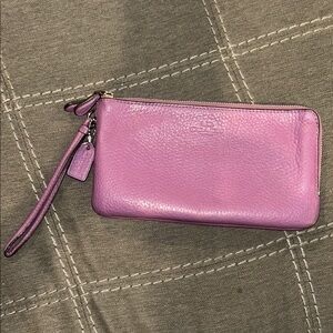 Coach Purple Leather Wristlet